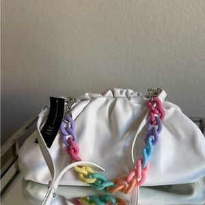 INC White Dumpling Bag with Colorful Chain – NWT